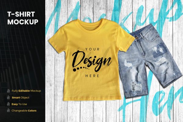 男童印花T恤图案设计预览样机大洋岛精选模板 TShirt Mockup
