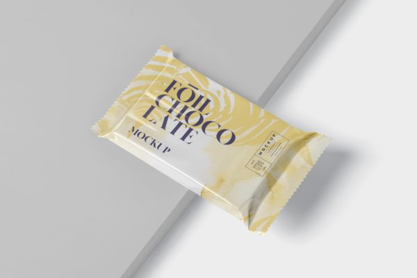 巧克力超薄铝箔纸包装设计效果图大洋岛精选 Foil Chocolate Packaging Mockup – Slim Size