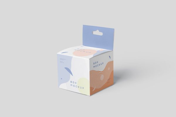 挂耳式迷你方形包装盒大洋岛精选模板 Box Mockup Set – Mini Square with Hanger