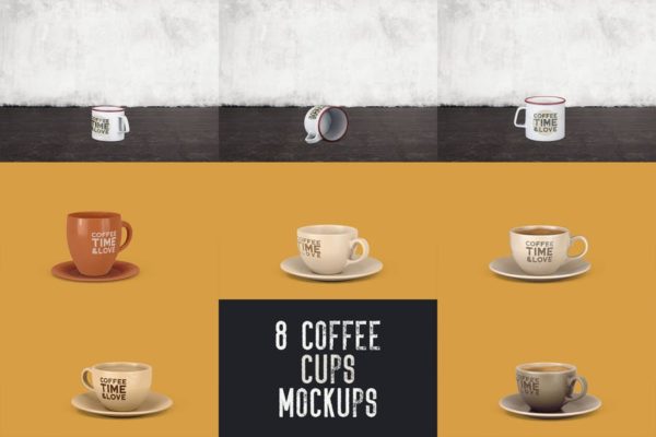 8个咖啡马克杯设计图大洋岛精选 8 Coffee Cup Mockups