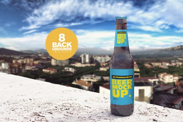 实景照片啤酒瓶外观设计大洋岛精选模板 Backgrounds Beer Bottle Mockup