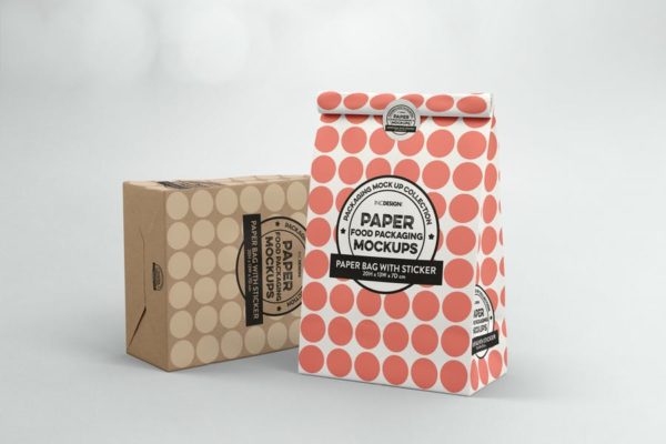 贴纸密封包装纸袋设计效果图大洋岛精选 Paper Bag with sticker Seal Packaging Mockup缩略图 贴纸密封包装纸袋设计效果图大洋岛精选 Paper Bag with sticker Seal Packaging Mockup