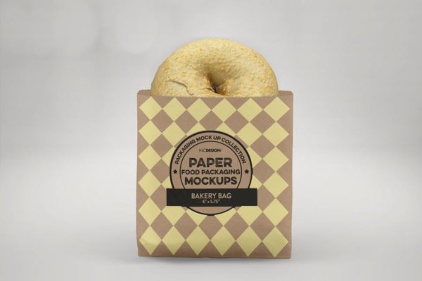 面包外带包装纸袋设计图大洋岛精选 Flat Bakery Bag Packaging Mockup