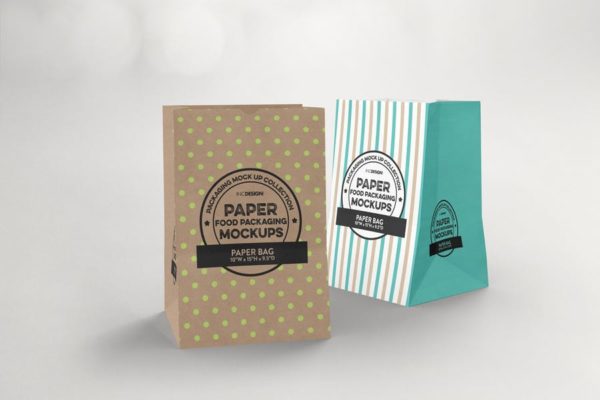 杂货纸袋包装设计效果图大洋岛精选 Grocery Paper Bags Packaging Mockup