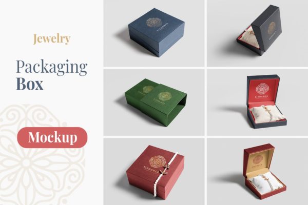珠宝包装盒设计图大洋岛精选模板 Jewelry Packaging Box Mockups缩略图 珠宝包装盒设计图大洋岛精选模板 Jewelry Packaging Box Mockups