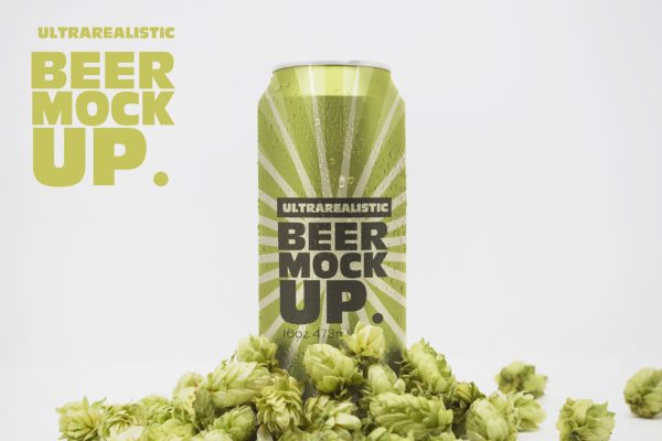 12盎司啤酒易拉罐外观设计前视图大洋岛精选v2 Front 16oz Beer Can Mockup Vol.2