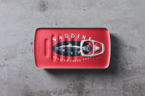 方形食品罐头包装外观设计大洋岛精选 Food Tin Can Mockups