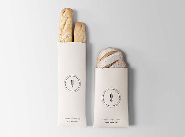 面包外带纸袋印刷设计图大洋岛精选 Bread Packaging Mockup
