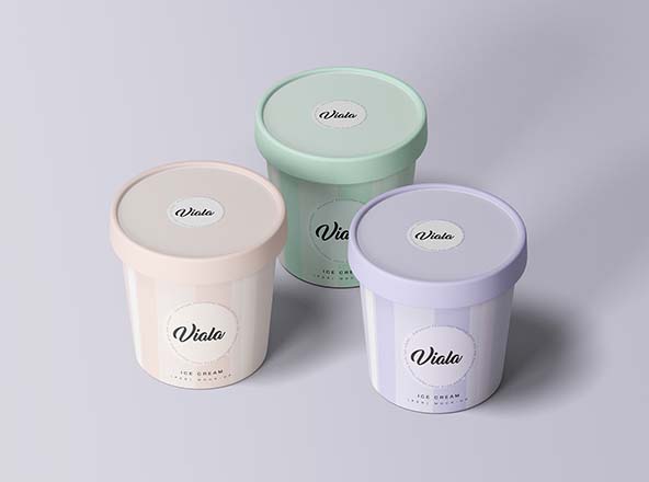 高档雪糕冰淇淋杯外观设计展示大洋岛精选 3 Ice Cream Cups Mockup
