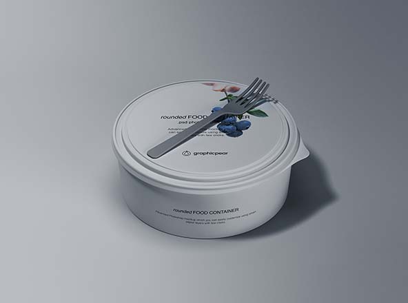圆形快餐外卖食品包装盒设计展示大洋岛精选 Rounded Food Container Mockup