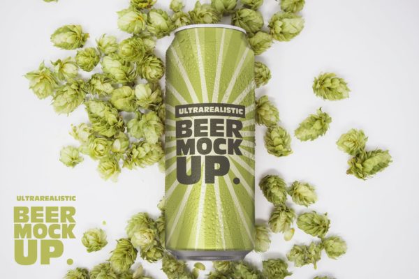 16盎司啤酒罐易拉罐外观设计俯视图大洋岛精选 16oz Beer Can Mockup