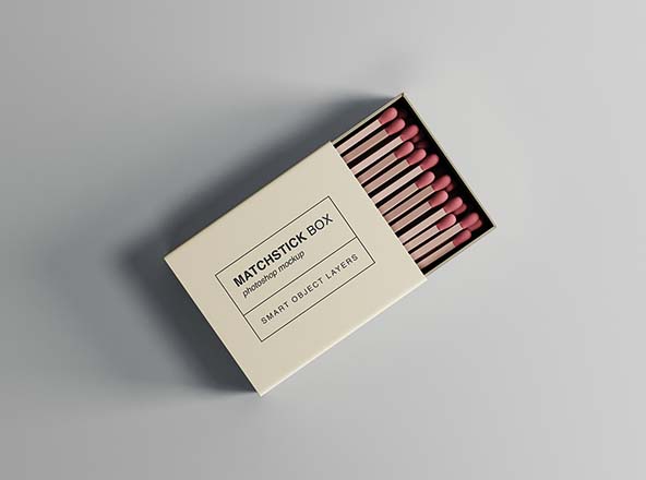 火柴盒外观设计俯视图大洋岛精选模板 Matchstick Box Mockup