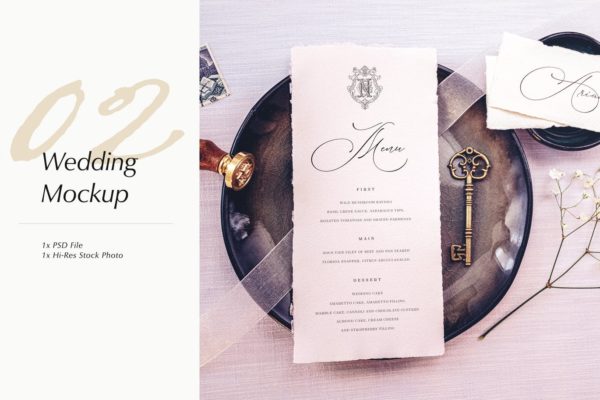 婚礼照片婚礼邀请函优雅风格设计样机大洋岛精选模板v02 Wedding Photo Mockup 02
