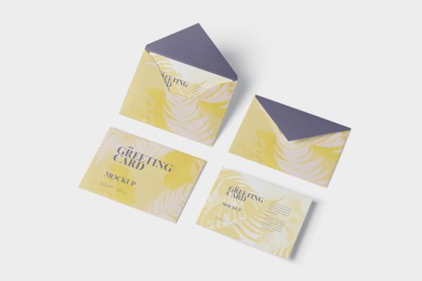 高端企业信封&贺卡设计图大洋岛精选 Greeting Card Mockup with Envelope – A6 Size