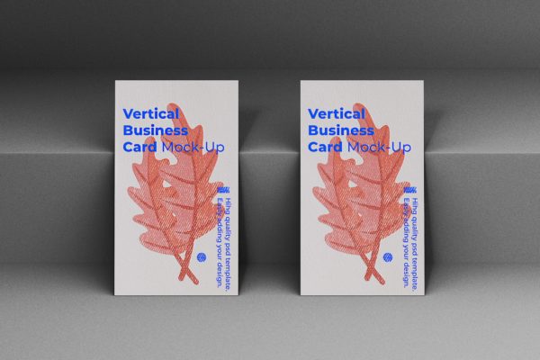 竖版企业名片设计立面效果图大洋岛精选模板 Vertical Business Card Mock-Up Template