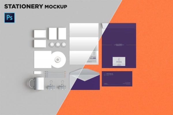 品牌VI标识设计企业办公文具大洋岛精选模板01 Brand Identity / Stationery Mockup 01