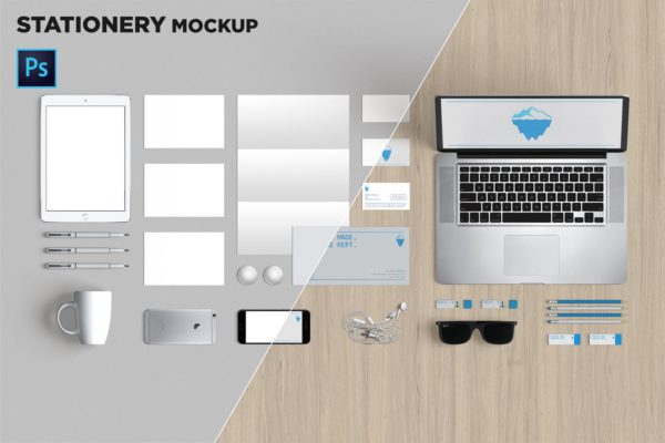 品牌VI标识设计企业办公文具大洋岛精选模板04 Brand Identity / Stationery Mockup 04