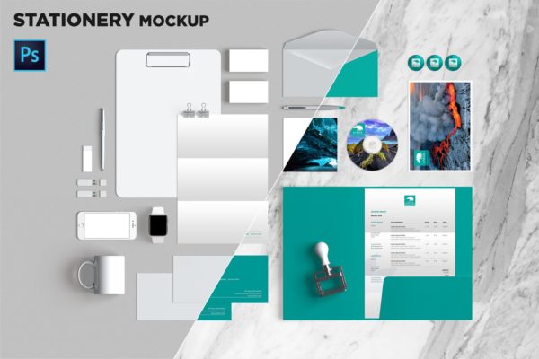 品牌VI标识设计企业办公文具大洋岛精选模板09 Brand Identity / Stationery Mockup 09