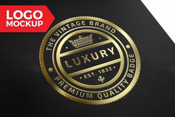 烫金效果商标Logo设计预览大洋岛精选模板 Gold Logo Mock-Up