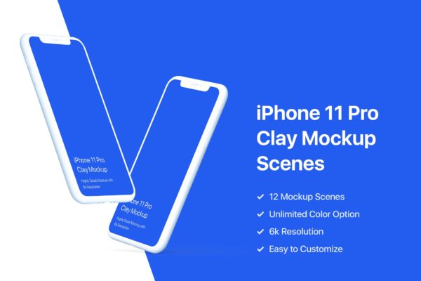 黏土陶瓷风格iPhone 11 Pro手机大洋岛精选样机模板 iPhone 11 Pro Mockup – Clay Mockup Pack