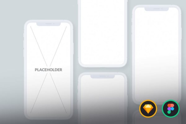刘海屏iPhone手机等距网格大洋岛精选样机模板[白色版本] Presentation Mockups Light