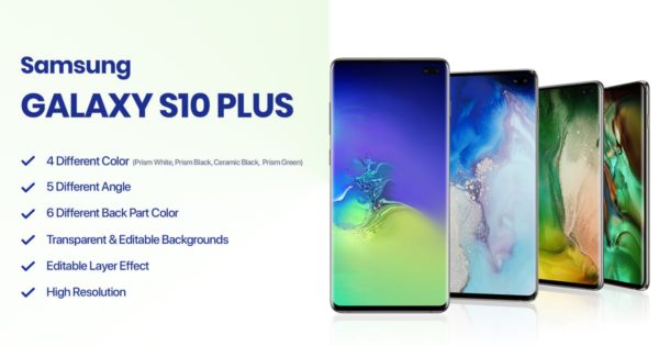三星智能手机Galaxy S10大洋岛精选样机模板 Samsung Galaxy S10 Plus Mockup