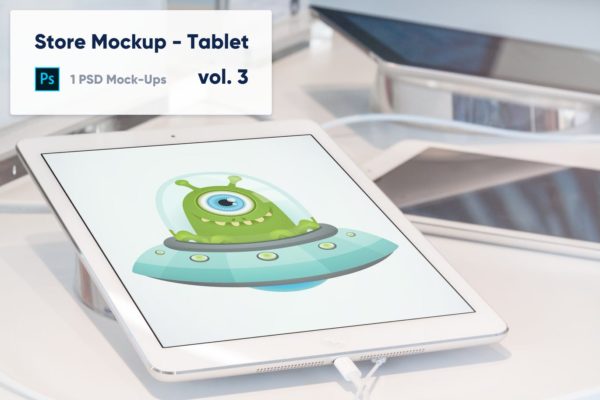 零售店场景平板电脑屏幕预览大洋岛精选样机模板v3 Tablet Mockup in the Store – Vol. 3