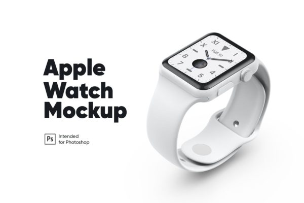 白色陶瓷材质Apple Watch智能手表大洋岛精选样机模板 Apple Watch White Ceramic Mockup