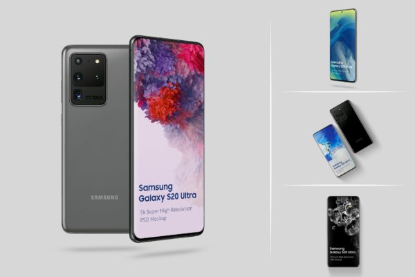 三星智能手机Galaxy S20 Ultra屏幕预览大洋岛精选样机模板 Samsung Galaxy S20 Ultra Mockup 1.0