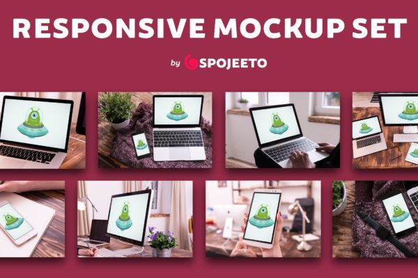 响应式网页设计作品演示大洋岛精选样机模板合集 Responsive Devices Mockup Set