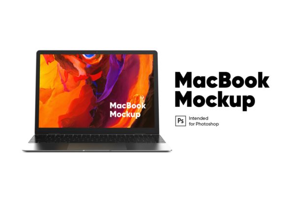 Macbook笔记本电脑屏幕演示前视图大洋岛精选样机模板 MacBook Mockup front view