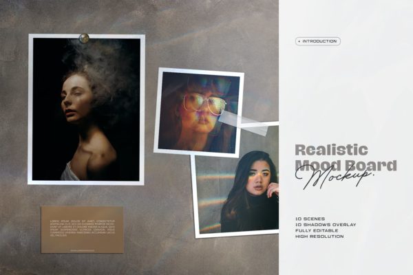 10种风格作品集情绪板展示样机大洋岛精选PSD模板 Moodboard Mockup Kit