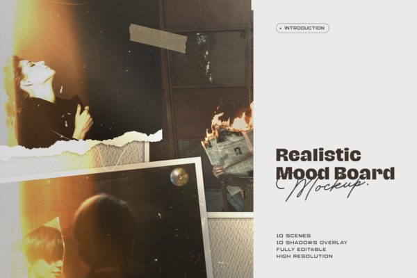 企业文化情绪板照片墙样机大洋岛精选模板 Moodboard Mockup Kit