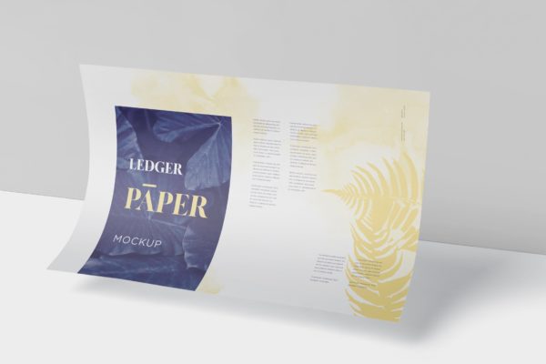 印刷品设计效果图样机大洋岛精选模板 Ledger Paper Mockup – 17×11 Inch Size