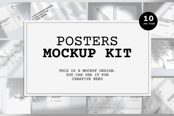 10个不同视角植物阴影背景海报设计效果图样机大洋岛精选 Poster Mockup Kit
