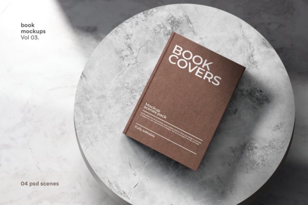 牛皮纸精装图书封面设计样机大洋岛精选套件 Book Cover Mockups kit