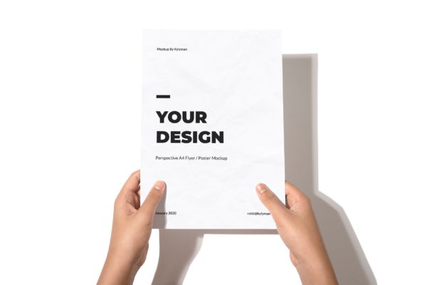 A4纸宣传单印刷效果图样机大洋岛精选 A4 Flyer / Poster Hand Mockup
