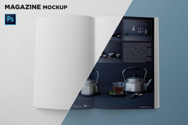 杂志内页排版设计顶视图样机大洋岛精选 Magazine Mockup Top View