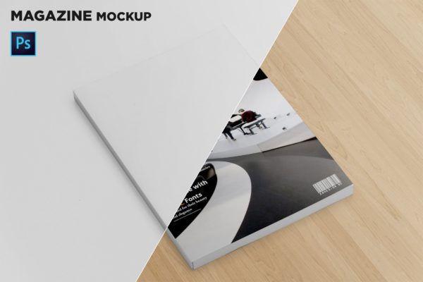 杂志封面设计透视图样机大洋岛精选 Magazine Cover Mockup Perspective View