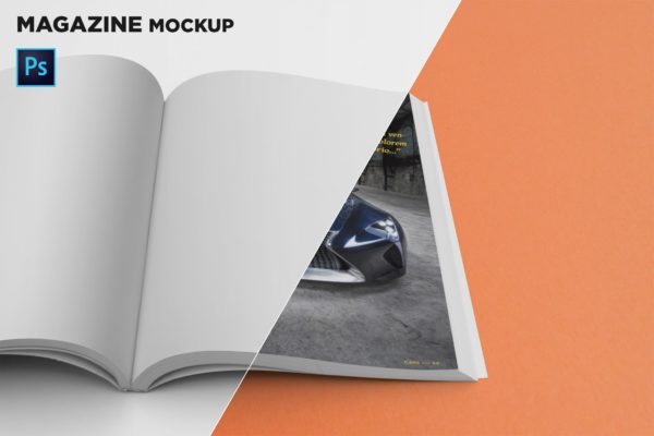 杂志内页排版页面特写预览样机大洋岛精选 Magazine Mockup Right Page Closeup