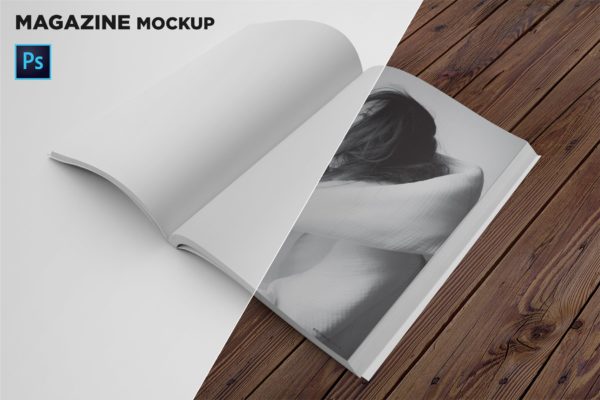 杂志内页排版设计透视图样机大洋岛精选 Magazine Mockup Perspective View