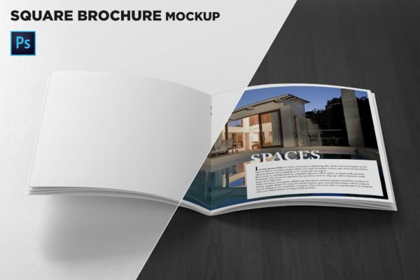 方形画册产品手册内页前视图样机大洋岛精选 Square Brochure Open Pages Mockup Front View