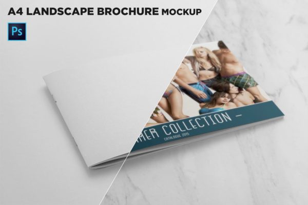 企业画册产品手册封面效果图样机大洋岛精选 Landscape Brochure Cover Mockup