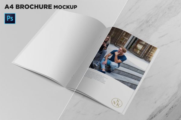 A4宣传小册子/企业画册内页排版设计效果图样机大洋岛精选 A4 Brochure Mockup Open Pages