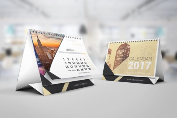 桌面立式翻页日历设计图样机大洋岛精选模板 Desk Calendar Mock-Up