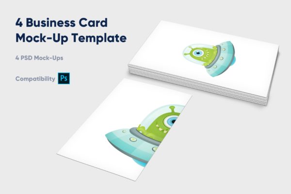企业名片设计效果图展示样机大洋岛精选模板 4 Business Card Mock-Up Template
