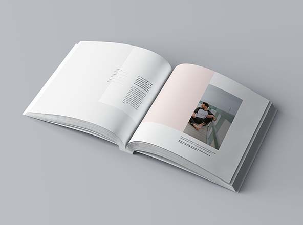 方形软封图书内页版式设计效果图样机大洋岛精选 Square Softcover Book Mockup