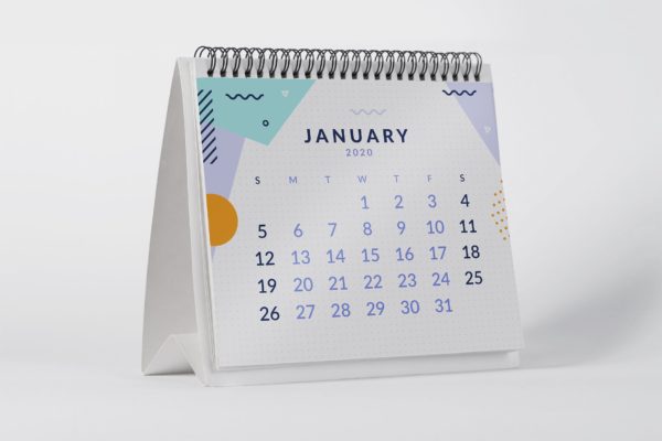 2020年桌面日历设计样机大洋岛精选模板 2020 Desktop Calendar Mock Up