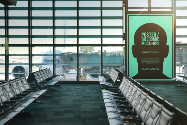 机场候机室海报/广告牌样机大洋岛精选模板#1 Poster / Billboard Mock-ups – Airport Edition #1