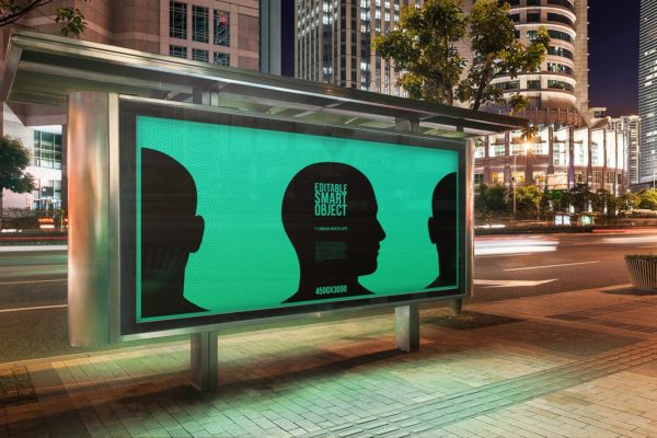 城市夜景海报广告牌设计效果图预览样机大洋岛精选#3 Urban Poster-Billboard Mock-Ups – Night Edition #3